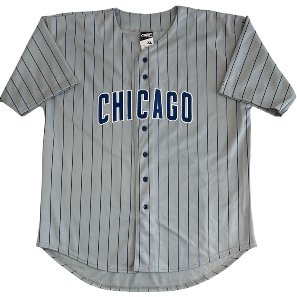 90s Vtg White Sox Jersey Adult XL - Gray/Blue Pinstripe Retro 1920s Style